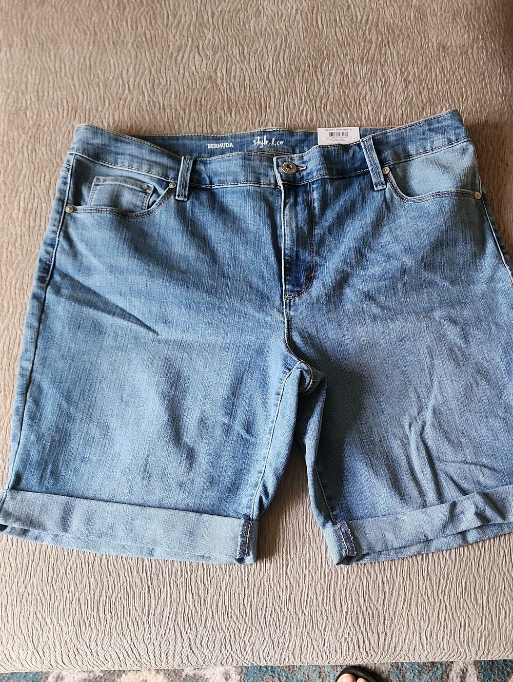 Style & Co. Medium Blue Denim Bermuda Shorts with Rolled Hem